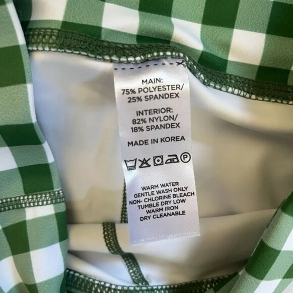 Tuckernuck Trellis Gingham Biker Shorts S NWT Green White 6” High Waist Pockets
